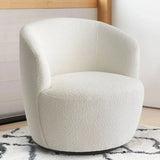 Bella Modern White Boucle Swivel Barrel Chair (1-Piece)