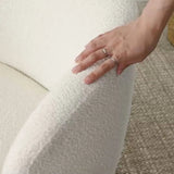 Bella Modern White Boucle Swivel Barrel Chair (1-Piece)