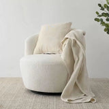 Bella Modern White Boucle Swivel Barrel Chair (1-Piece)
