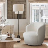 Bella Modern White Boucle Swivel Barrel Chair (1-Piece)