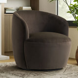Bella Modern Velvet Swivel Barrel Chair (1-Piece)
