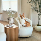 Bella Modern White Boucle Swivel Barrel Chair (1-Piece)