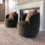 Bella Modern Small Velvet Swivel Barrel Chair (1-Piece)