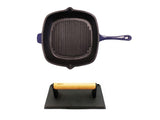 BergHOFF Neo 2pc Cast Iron 11" Grill Pan with Steak Press, Purple