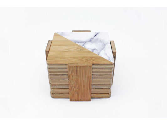 BergHOFF Bamboo 7pc Two-Tone Bamboo Coaster Set, Square