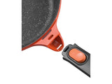 BergHOFF GEM Cast Alum Non-stick 9.5" Covered Saute Pan 3.5Qt., Carribean Red, Stay Cool
