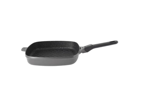BergHOFF GEM 11" Non-Stick Square Grill Pan, Detachable Handle, Grey