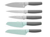 BergHOFF Leo 5Pc Kitchen Knife Set, Stainless Steel , Multicolors