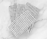 Black Linen Striped Napkins - 100% Pure Linen