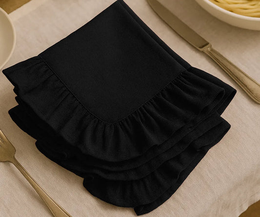 Black Napkins With Ruffled Edges