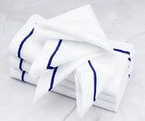 Royal Blue Embroidery Napkins - Line Design