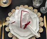 Magenta Embroidery Napkins - Border Line Design