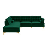 Brooke Green Sectional Sofa Right Facing Chaise