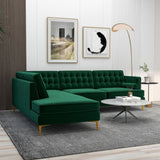 Brooke Green Sectional Sofa Right Facing Chaise