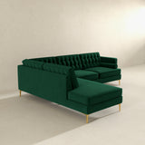 Brooke Green Sectional Sofa Right Facing Chaise