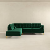 Brooke Green Sectional Sofa Right Facing Chaise