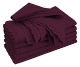 Lace Trimmed Napkins - Burgundy