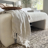Lily 47" Modern Beige Boucle Waterfall Bench