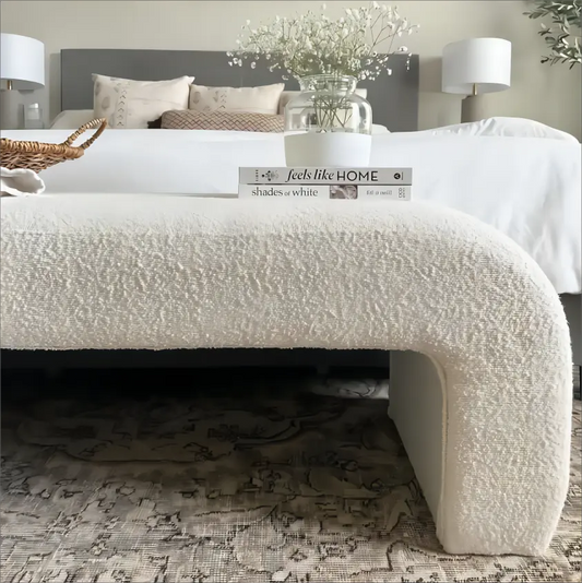 Lily 47" Modern Beige Boucle Waterfall Bench