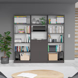 Lecanto 3 Piece Living Room Set with 2 Home 4 Shelves Bookcases & Home 2-Door Bookcase, Matt Gray / White, Modern and Functional Storage for Living Room, Office, Bedroom
