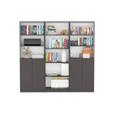 Arbor 3 Piece Living Room Set with Home 4 Shelves Bookcase & 2 Home 2-Door Bookcases, Matt Gray / White, Modern Storage for Living Room, Office, Bedroom