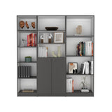 Pooler 3 Piece Living Room Set with Home Bookcase, Home Xs Bookcase & Home 2-Door Bookcase, Matt Gray / White, Modern Storage for Living Room, Bedroom, and Office