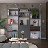 Aynor 3 Piece Living Room Set with Home Bookcase, Home 4 Shelves Bookcase & Home 2-Door Bookcase, Matt Gray / White, Modern Storage for Living Room, Office, and Bedroom