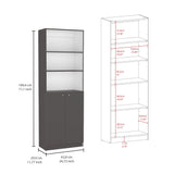 Aynor 3 Piece Living Room Set with Home Bookcase, Home 4 Shelves Bookcase & Home 2-Door Bookcase, Matt Gray / White, Modern Storage for Living Room, Office, and Bedroom