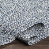Blue Braided Faux Jute Outdoor Rug