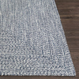 Blue Braided Faux Jute Outdoor Rug