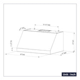 CIARRA Professional Series 36 inch Under Cabinet Range Hood Insert 950 CFM in 304 Stainless Steel | CAS36928A-OW