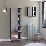 TUHOME Fulton 2-Piece Bathroom Set with Tall Storage Cabinet and Wall-Mounted Cabinet, Modern Bathroom Storage Solution, 62.2"H x 20.1"W x 8.5"D, Black