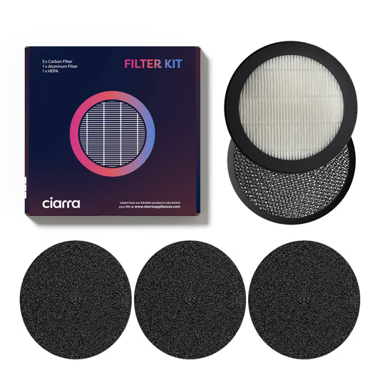 Ciarra HOOD TO GO Replacement Filter Set CBCF008S-OW & CoverPlus | 1 Year Extended Warranty
