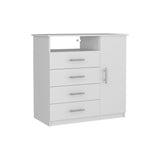 TUHOME Winter 2-Piece Bedroom Set with Double Drawer Storage Cabinet and Matching Nightstand, Modern Space-Saving Furniture for Clothes, Accessories and Bedroom Organization, 35.1"H x 35.8"W x 19.6"D, White/Smokey Oak
