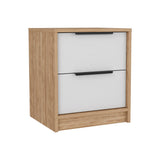 TUHOME Murray 2-Piece Bedroom Set with Nightstand and Storage Cabinet, Compact Furniture for Bedroom Organization, 42.4"H x 17.7"W x 16.2"D, White/Pine