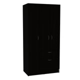 TUHOME Appleton 3-Piece Bedroom Set with Wardrobe Cabinet, Open Shelf Organizer and Two-Tone Storage Unit, Modern Space-Saving Furniture for Clothes, Accessories and Bedroom Organization, 67.2"H x 32.2"W x 18.5"D, Black/White/Pine