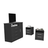 TUHOME Cecil 3-Piece Bedroom Set with Two Nightstands and Vertical Storage Cabinet, Modern Compact Furniture for Clothes, Accessories and Bedroom Organization, 42.4"H x 17.7"W x 16.2"D, Black