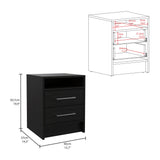 TUHOME Selma 3-Piece Bedroom Set with Two Nightstands and Vertical Storage Cabinet, Modern Space-Saving Furniture for Bedroom Organization, 42.4"H x 17.7"W x 16.2"D, Black/Pine
