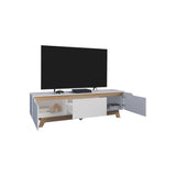Woodall TV Stand with Two Doors, Modern Entertainment Center with Open Shelves and Cable Management, Stylish Storage Solution for TVs up to 65 Inches, Keeps Living Room Organized and Clutter-Free