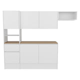 Dal Kitchen Cabinet Set, Multi-Storage Modular System with Upper Wall Cabinets, Base Cabinets, Open Shelves & Wide Countertop, Engineered Wood