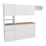 Dal Kitchen Cabinet Set, Multi-Storage Modular System with Upper Wall Cabinets, Base Cabinets, Open Shelves & Wide Countertop, Engineered Wood