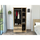 Tuhome Austral Three-Door Armoire with Double Door Hanging Cabinet, Full-Height Shelving Section, Two Spacious Storage Drawers, Modern Multi-Compartment Wardrobe for Organized Bedrooms and Versatile Home Storage