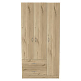 Tuhome Austral Three-Door Armoire with Double Door Hanging Cabinet, Full-Height Shelving Section, Two Spacious Storage Drawers, Modern Multi-Compartment Wardrobe for Organized Bedrooms and Versatile Home Storage