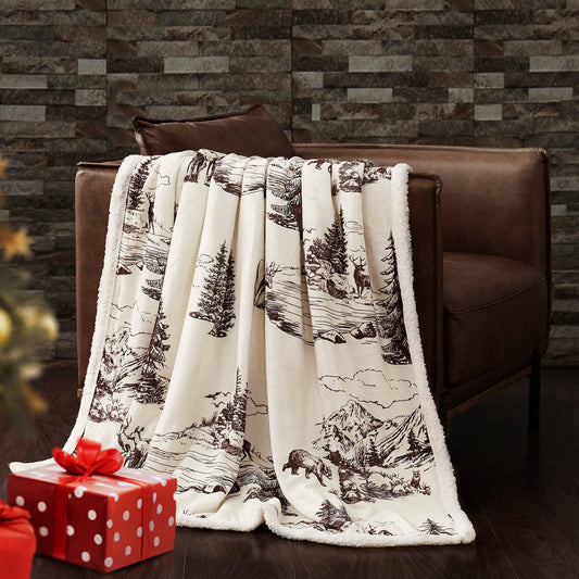 White Pine Campfire Sherpa Throw, 6 MOQ