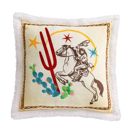Western Adventure Campfire Sherpa Pillow, 6 MOQ