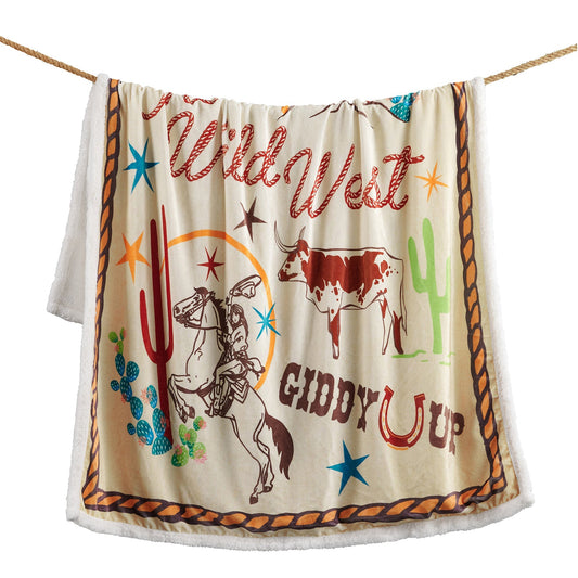 Western Adventure Campfire Sherpa Throw, 6 MOQ