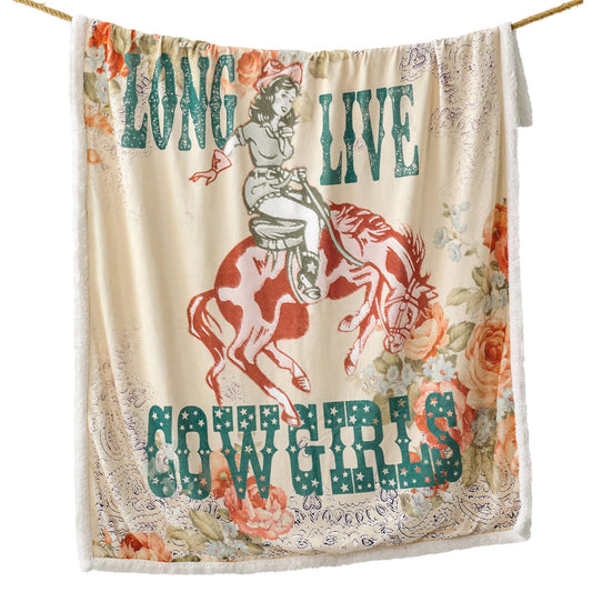 Long Live Cowgirls Campfire Sherpa Throw, 6 MOQ