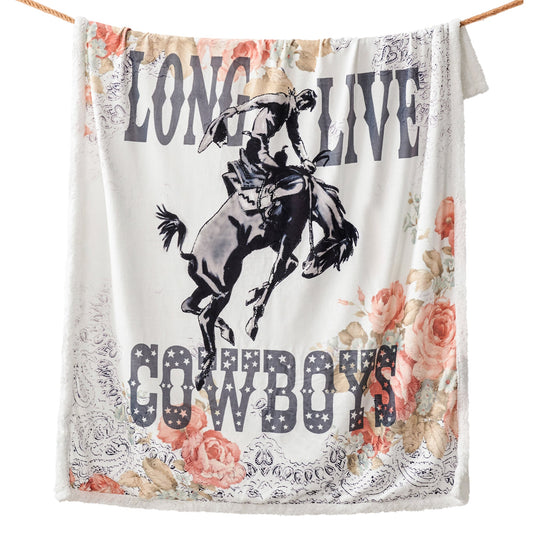 Long Live Cowboys Campfire Sherpa Throw, 6 MOQ
