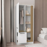 Vance Modern Freestanding Armoire Wardrobe Console Double Door Design Offering Sleek and Functional Storage Solution Featuring Interior Hanging Rod and Multiple Shelves for Wardrobe Organization