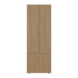 Home 3-Door Closet System with Five Interior Shelves and Hanging Rod, Freestanding Bedroom Storage Organizer, Clothes and Shoes Organizer for Utility or Laundry Rooms, Modern Wardrobe Furniture